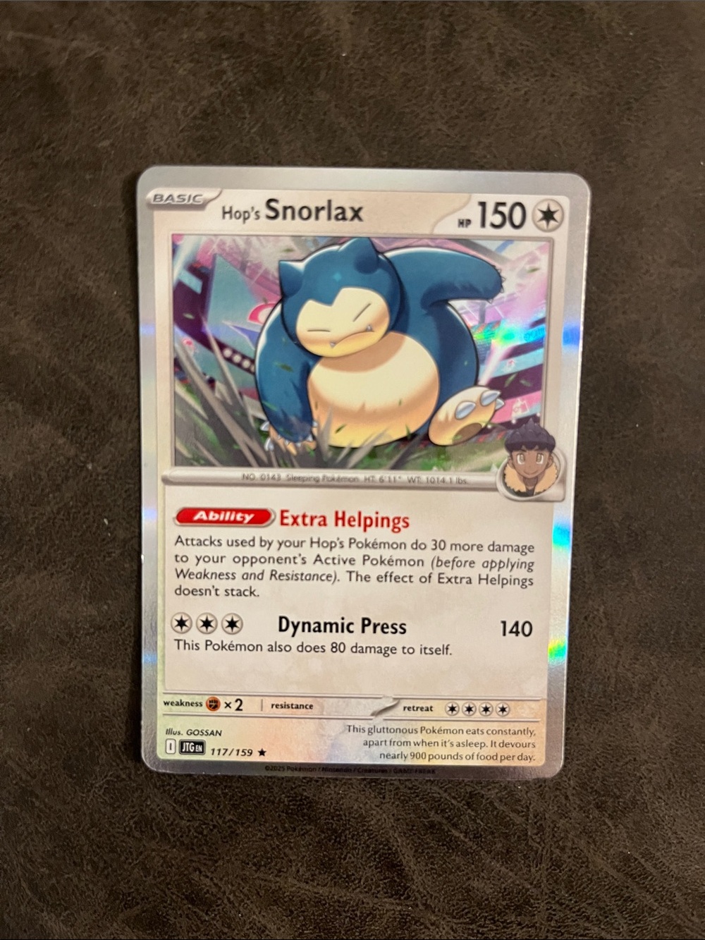 Pokemon Trading Card - Hop's Snorlax - Blue and Yellow